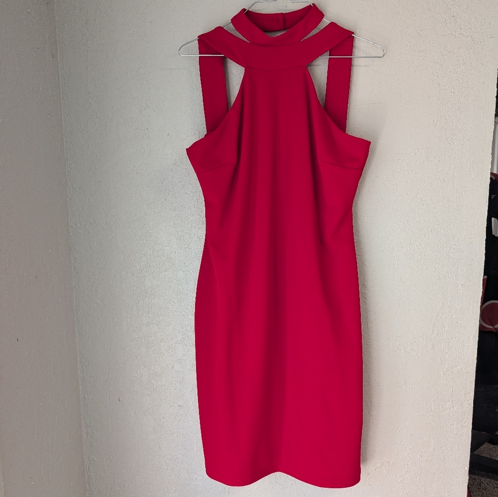 Choker Bodycon Dress 12 Red Dark Romantic Sexy Festive Party Holiday Cocktail